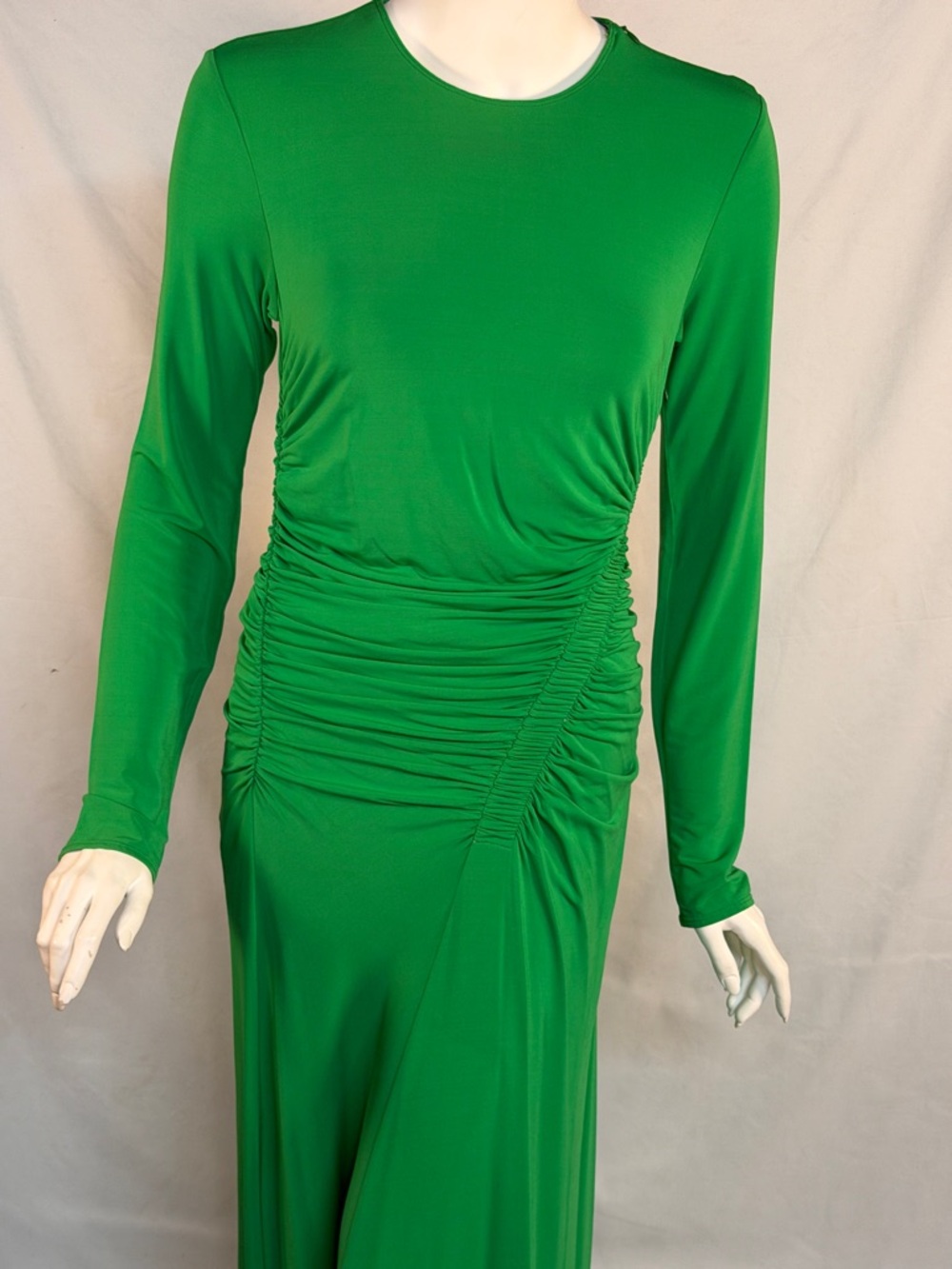 A.L.C. Emerald Green Long-Sleeve Ruched Midi Dress - Picture 4 of 12